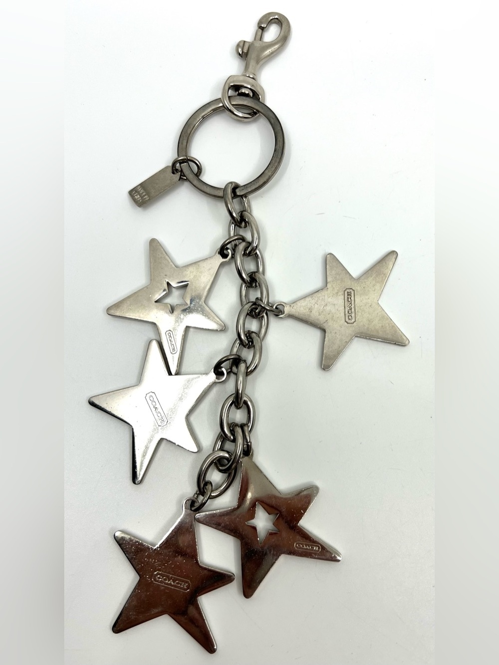 Coach Large Star Keychain Silver Tone Dangle Rhinestone Bag Charm Keychain Y2K - Picture 9 of 14